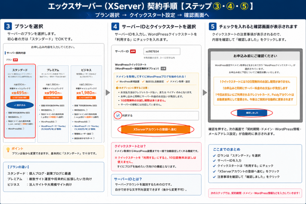 エックスサーバー申し込み画面
